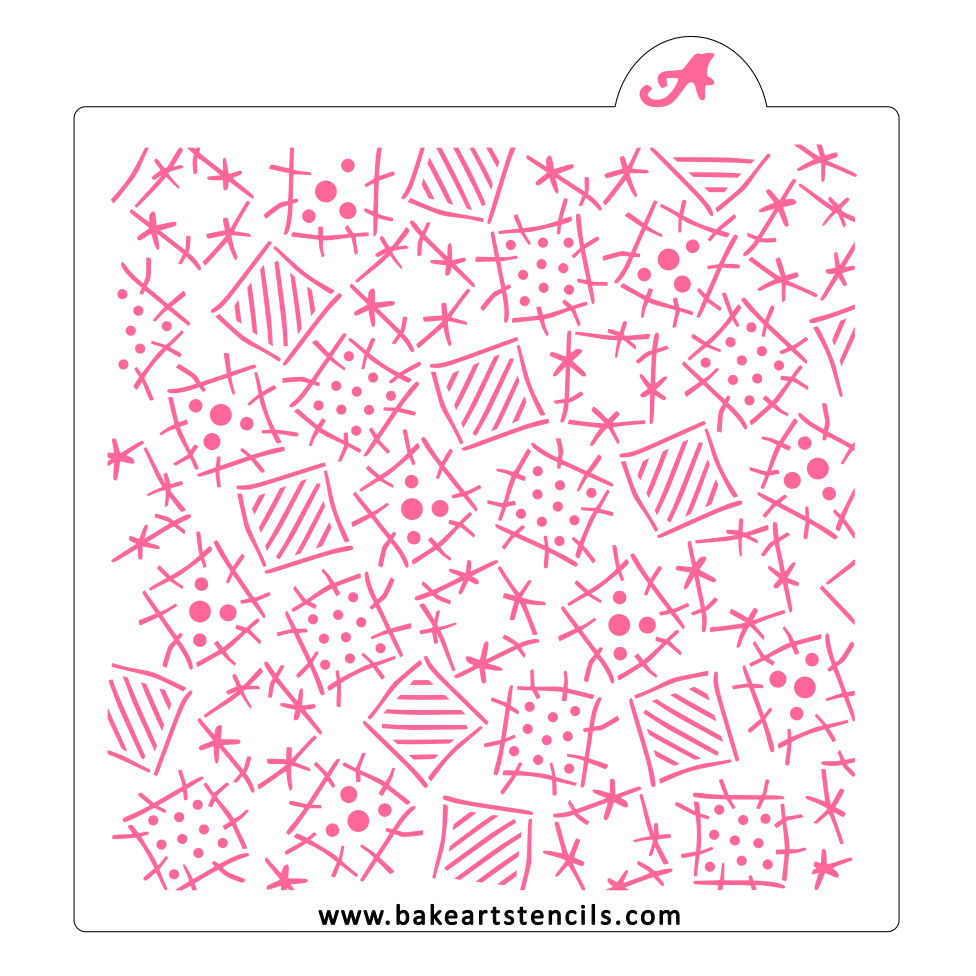 Patchwork Pattern Cookie Stencil bakeartstencil