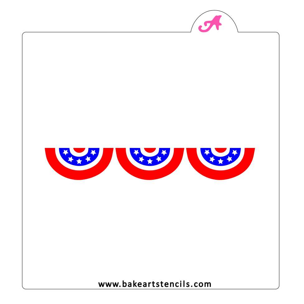 Patriotic Bunting Cookie Stencil bakeartstencil