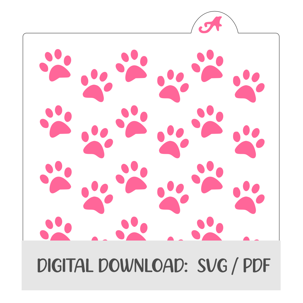 Paw Print Pattern Digital Download bakeartstencils