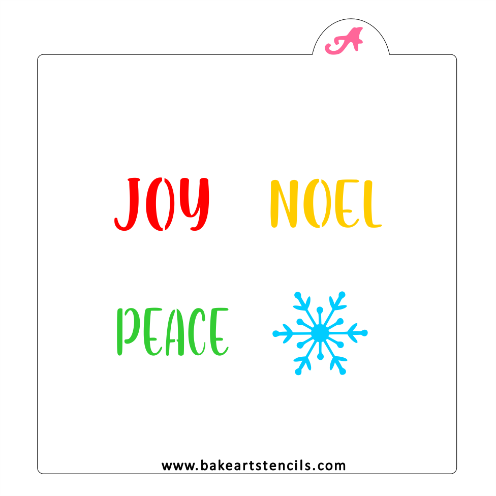 Peace Joy Noel Minis Stencil: Christmas, Winter bakeartstencil