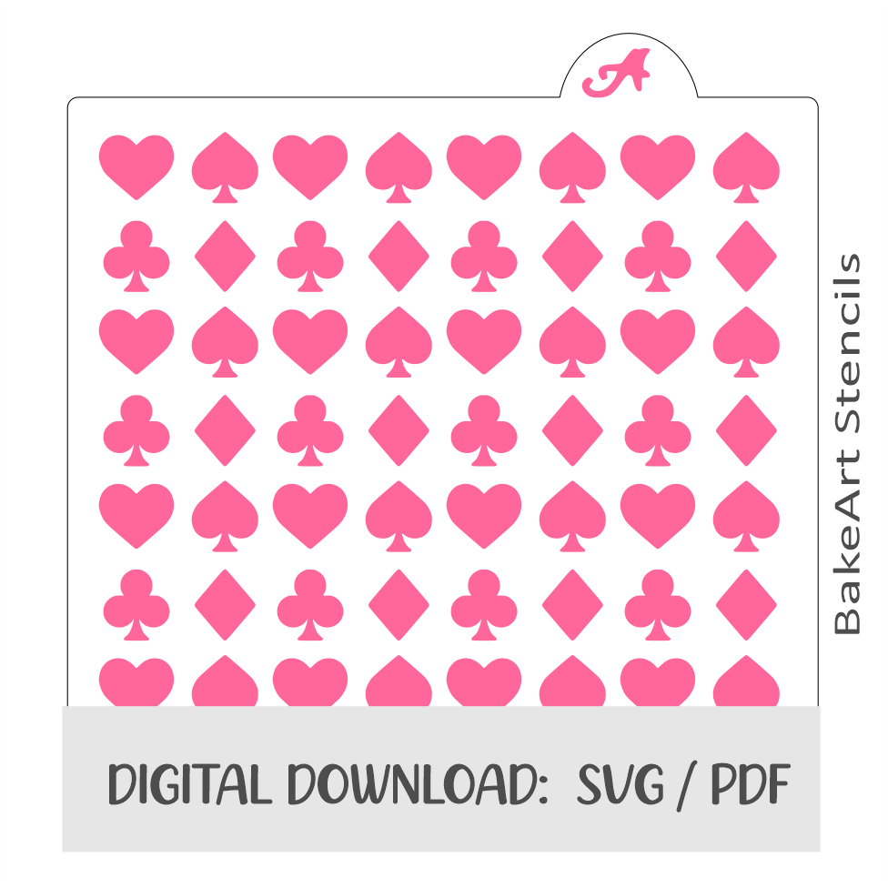Playing Cards Pattern Digital Download bakeartstencils