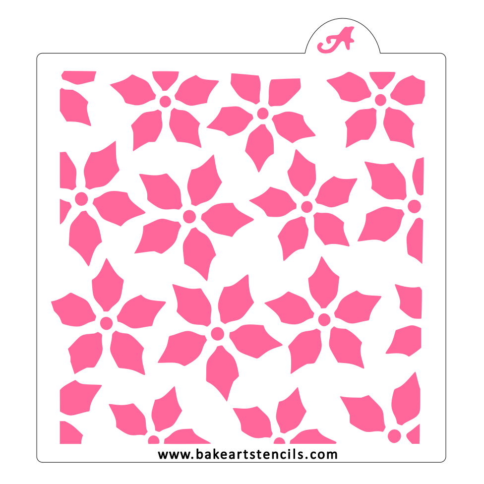 Poinsettia Flower Pattern Stencil Set bakeartstencil