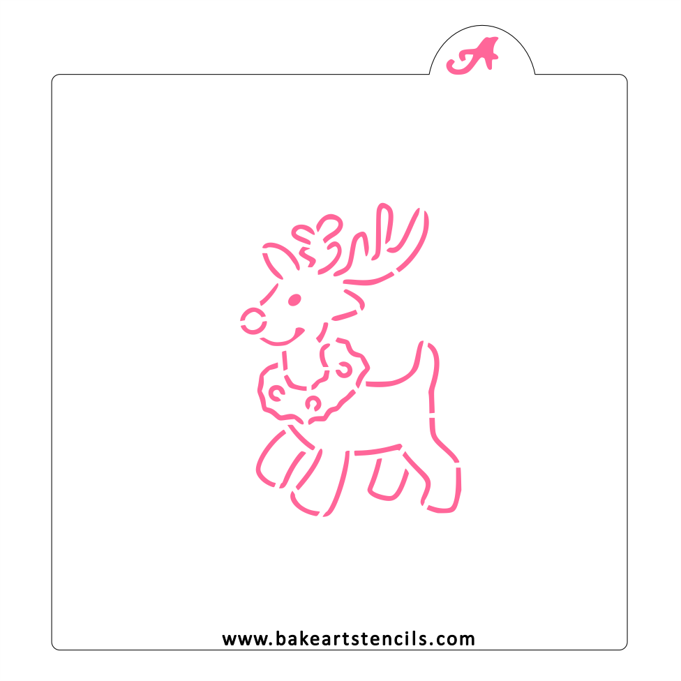 Prancing Reindeer PYO Cookie Stencil, a sweet design to decorate Christmas Cookies.