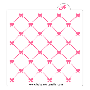 Preppy Bows Cookie Stencil, a pretty patterned design featuring bows and pearls.  