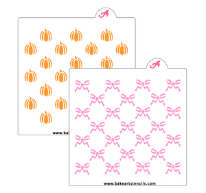 Preppy Pumpkins Cookie Stencil: Fall Coquette Bows bakeartstencil