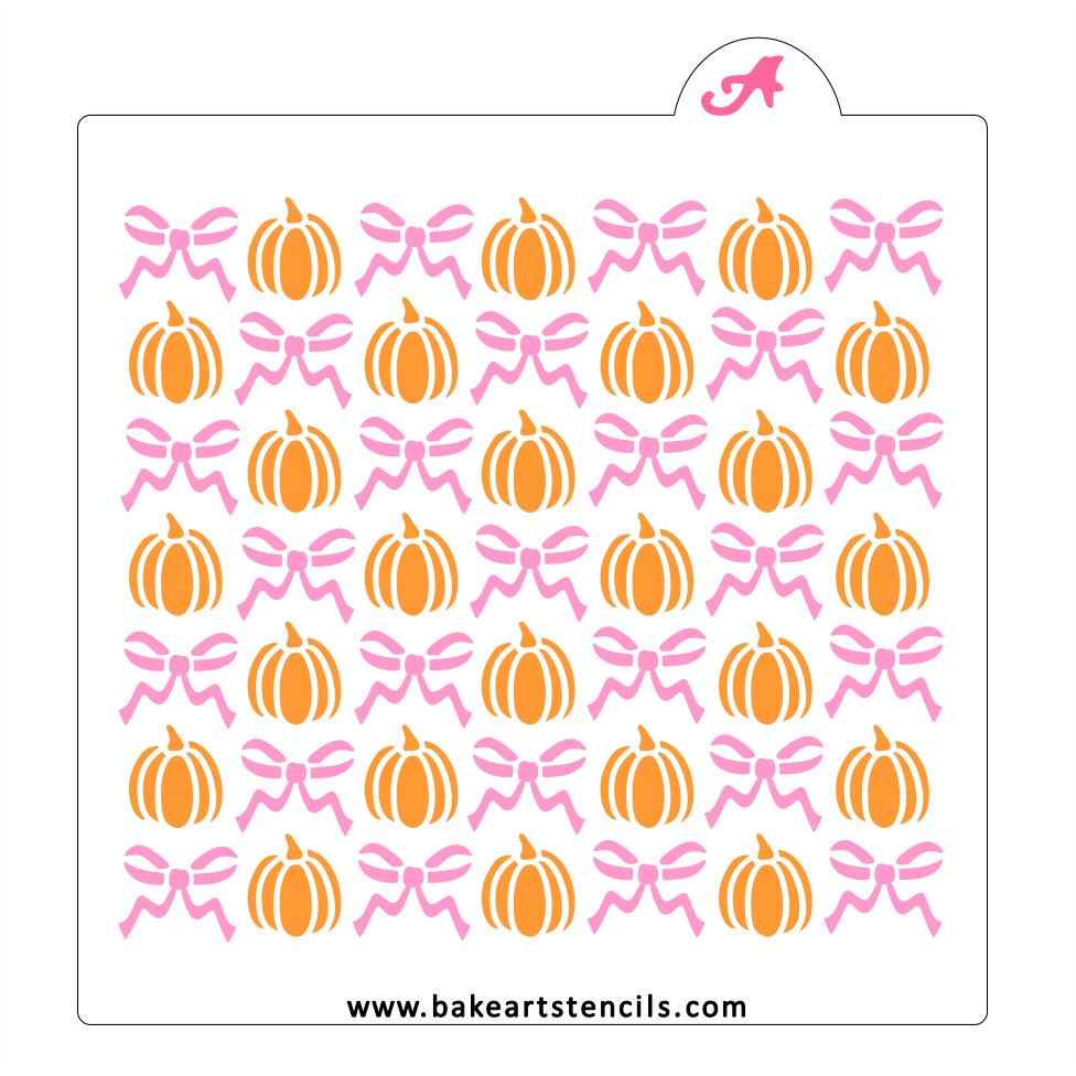 Preppy Pumpkins Cookie Stencil: Fall Coquette Bows bakeartstencil