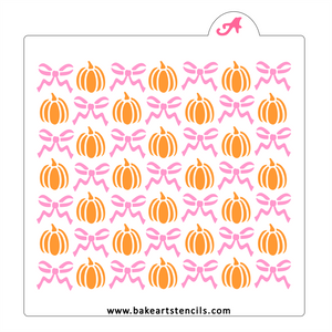 Preppy Pumpkins Cookie Stencil: Fall Coquette Bows bakeartstencil