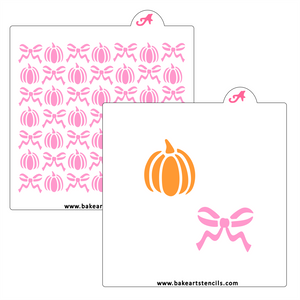 Preppy Pumpkins Cookie Stencil: Fall Coquette Bows bakeartstencil