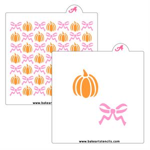 Preppy Pumpkins Cookie Stencil: Fall Coquette Bows bakeartstencil