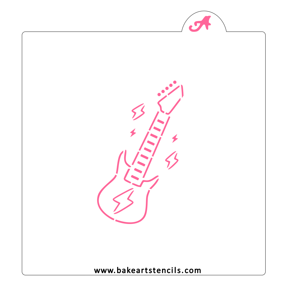Rock Guitar PYO Cookie Stencil bakeartstencil