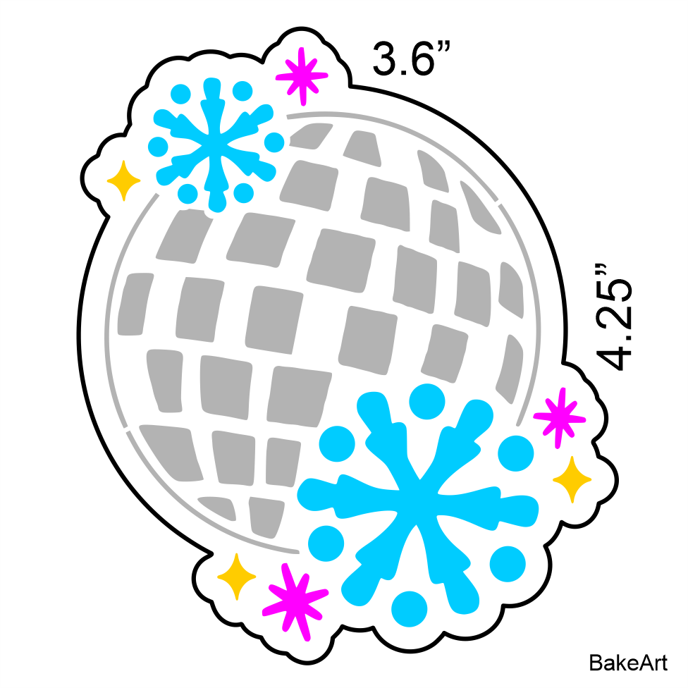 Snowflake Disco Ball Cookie Cutter and Stencil bakeartstencils