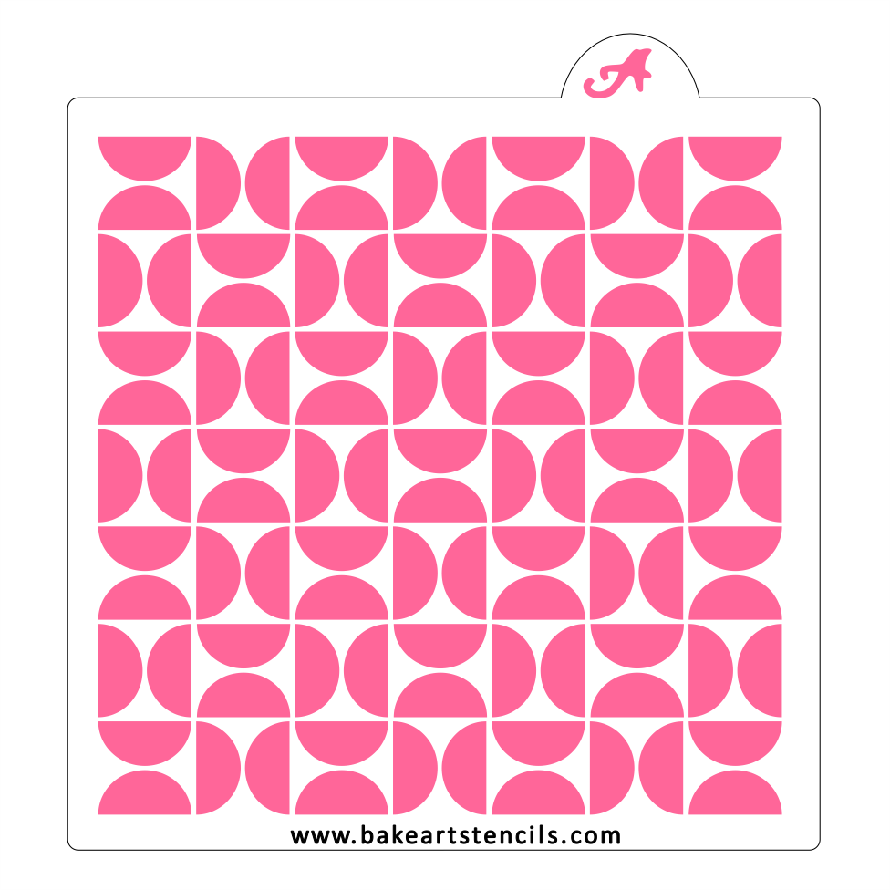 Semi Modern Cookie Stencil: Half Circles Pattern bakeartstencil