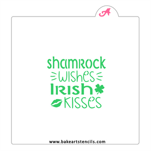 Shamrock Wishes Irish Kisses Cookie Stencil bakeartstencil