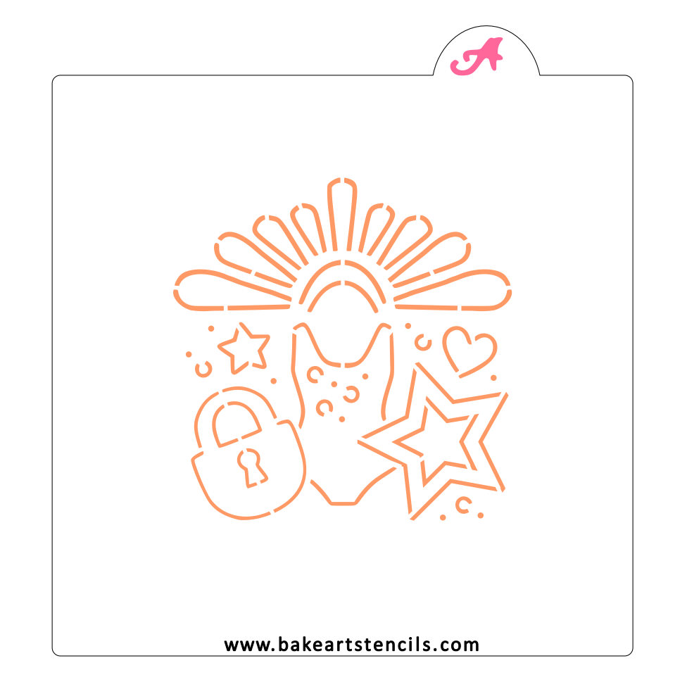 Showgirl PYO Cookie Stencil bakeartstencil