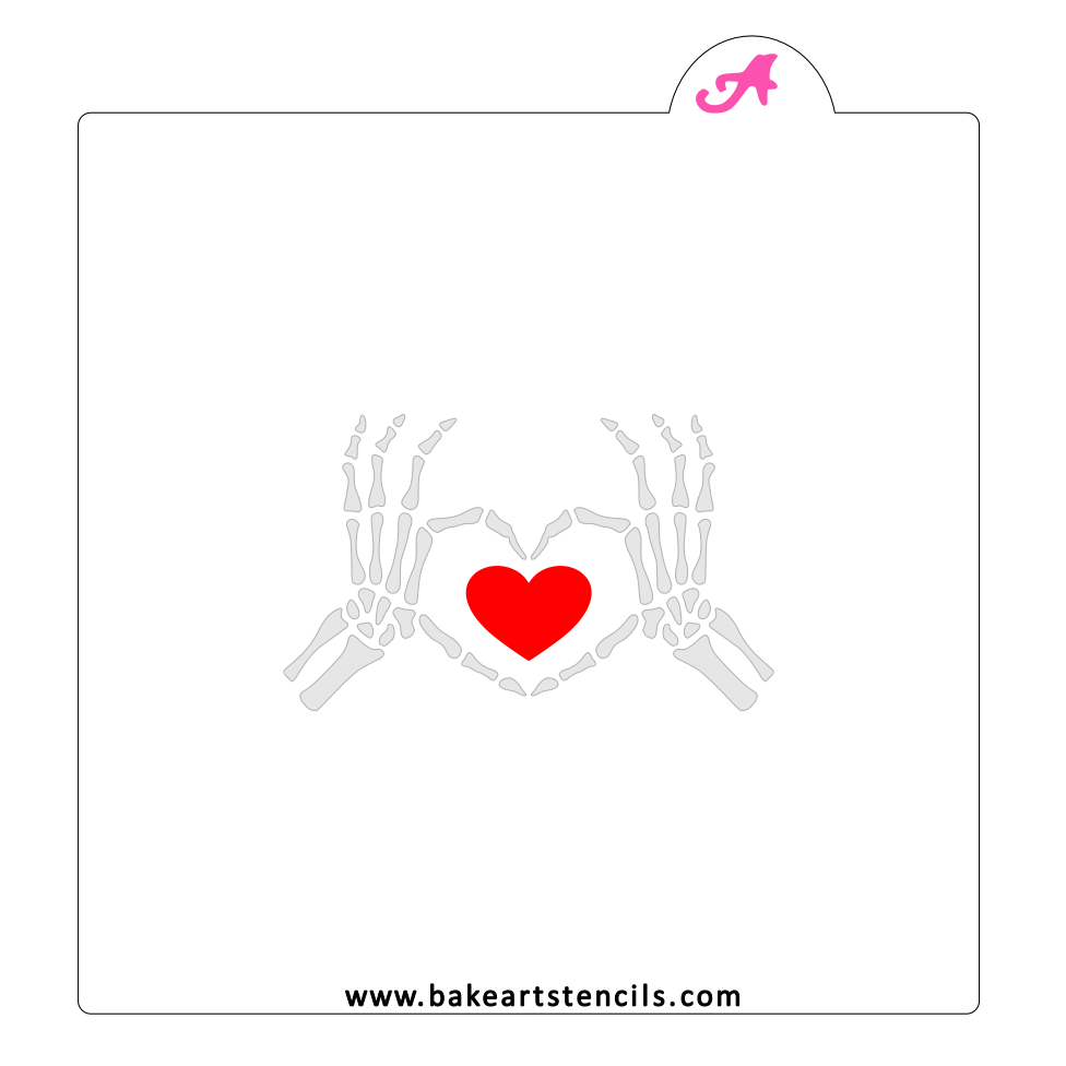 Skeleton Heart Cookie Stencil, a Halloween design for decorating sugar cookies. 