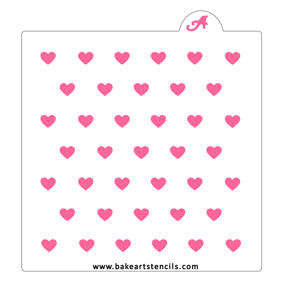 Small Hearts Pattern Stencil bakeartstencil
