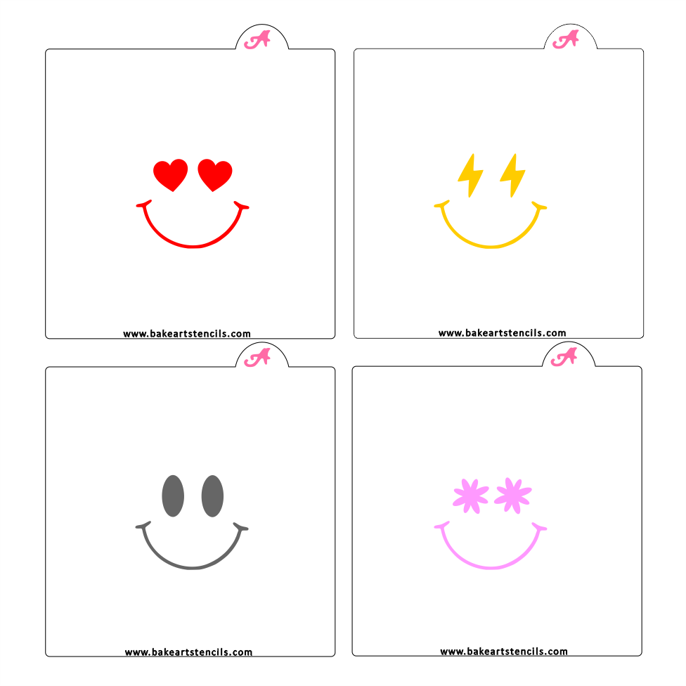 Smiley Faces Stencil Bundle bakeartstencil