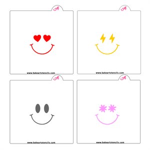 Smiley Faces Stencil Bundle bakeartstencil