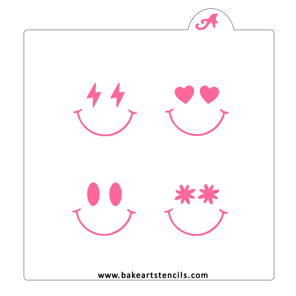 Smiley Faces Oreo Stencil bakeartstencil