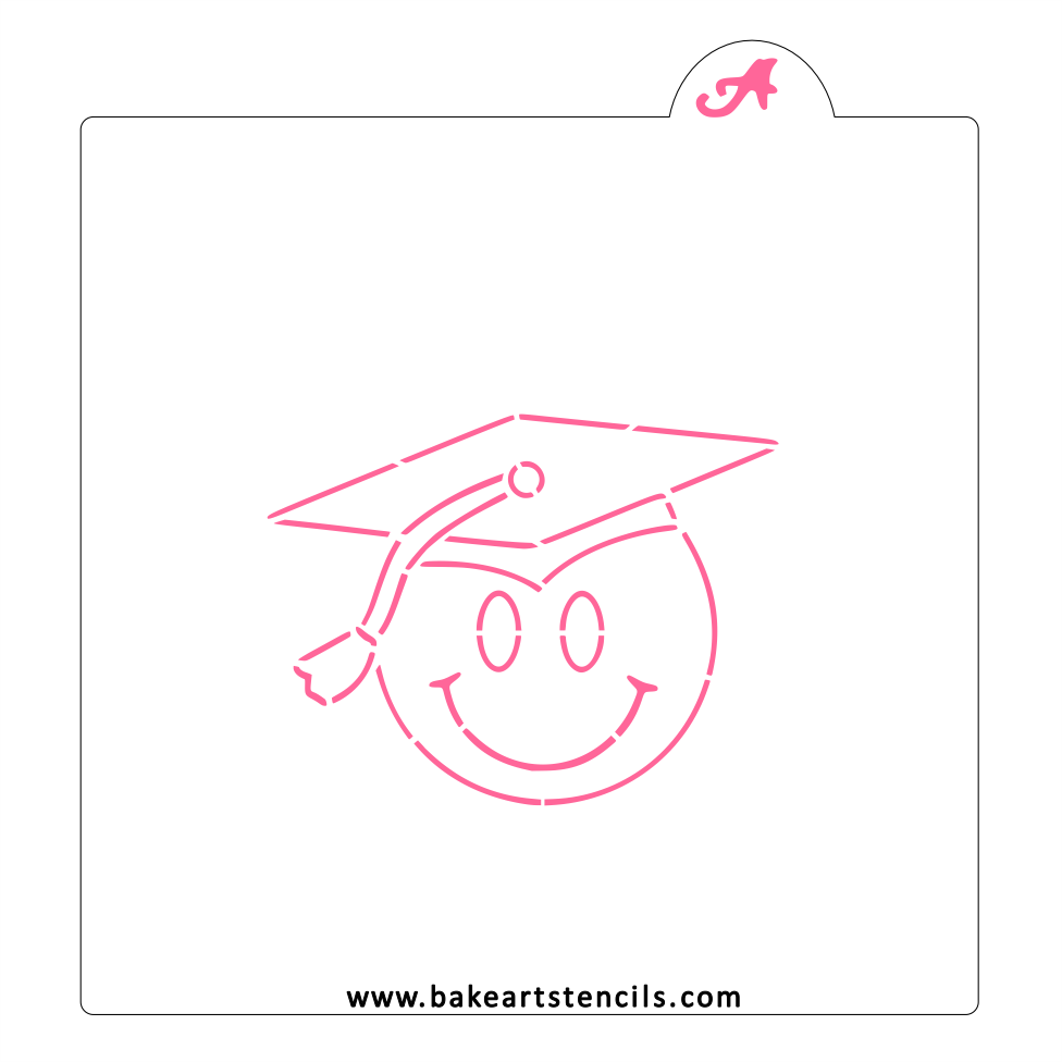 Smiley Grad PYO Cookie Stencil bakeartstencil