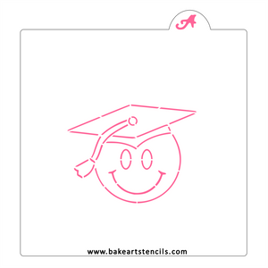 Smiley Grad PYO Cookie Stencil bakeartstencil