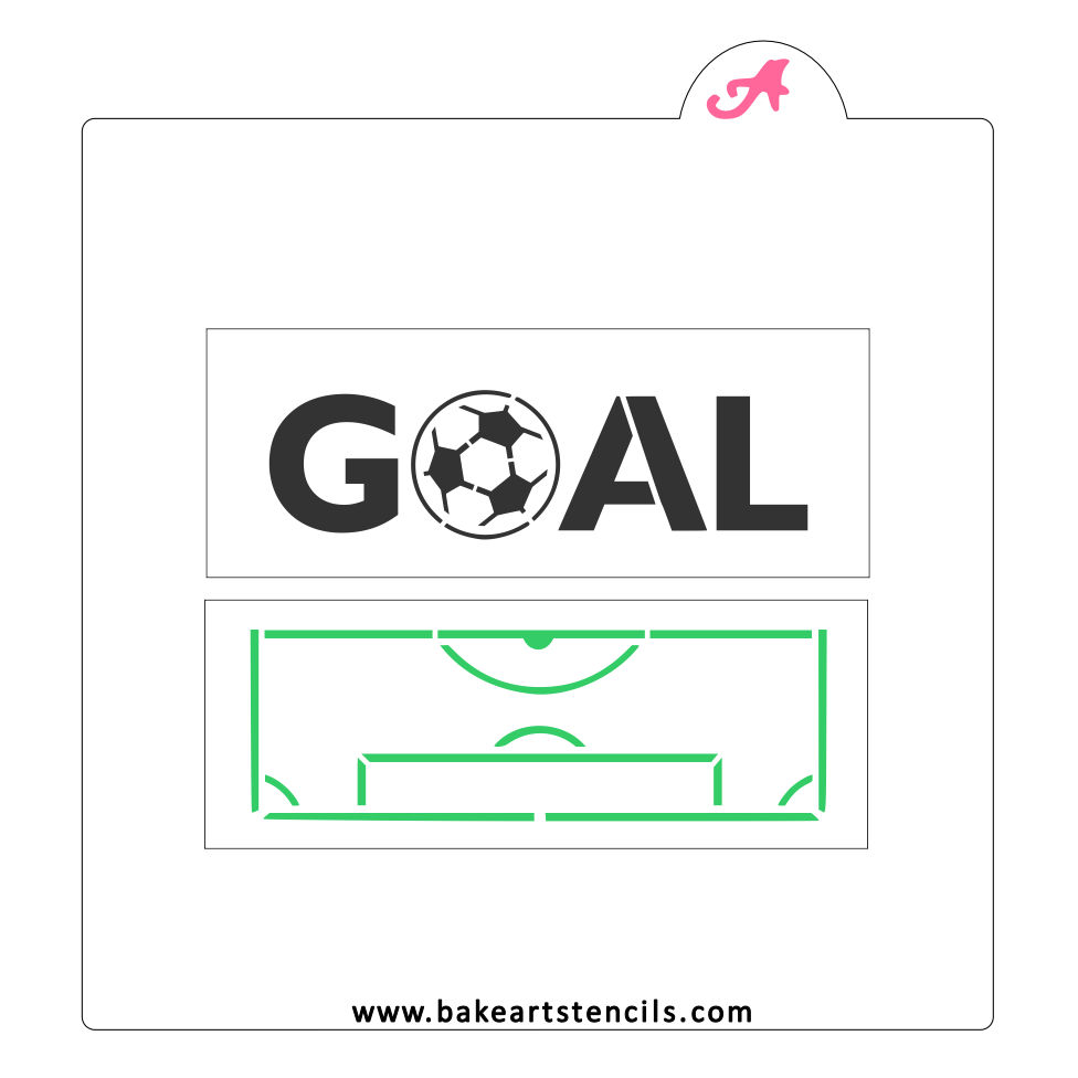 Soccer Stack Sticks Cookie Stencil: Goal, Ball, Field bakeartstencil