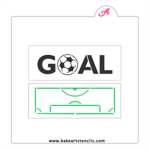 Soccer Stack Sticks Cookie Stencil: Goal, Ball, Field bakeartstencil
