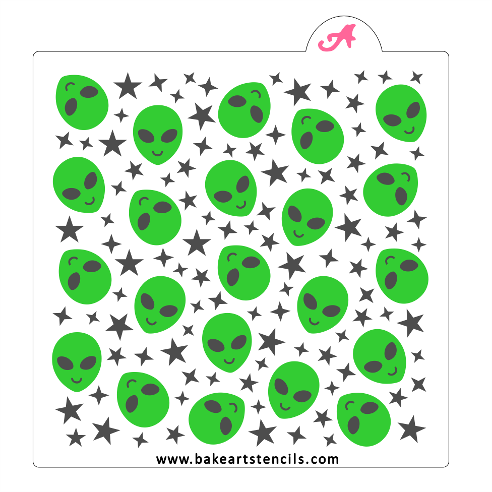 Galactic Alien Cookie Stencil Set bakeartstencils
