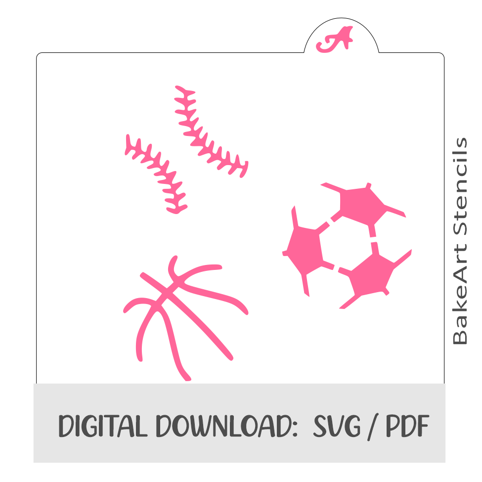 Sports Balls Small Digital Download bakeartstencils