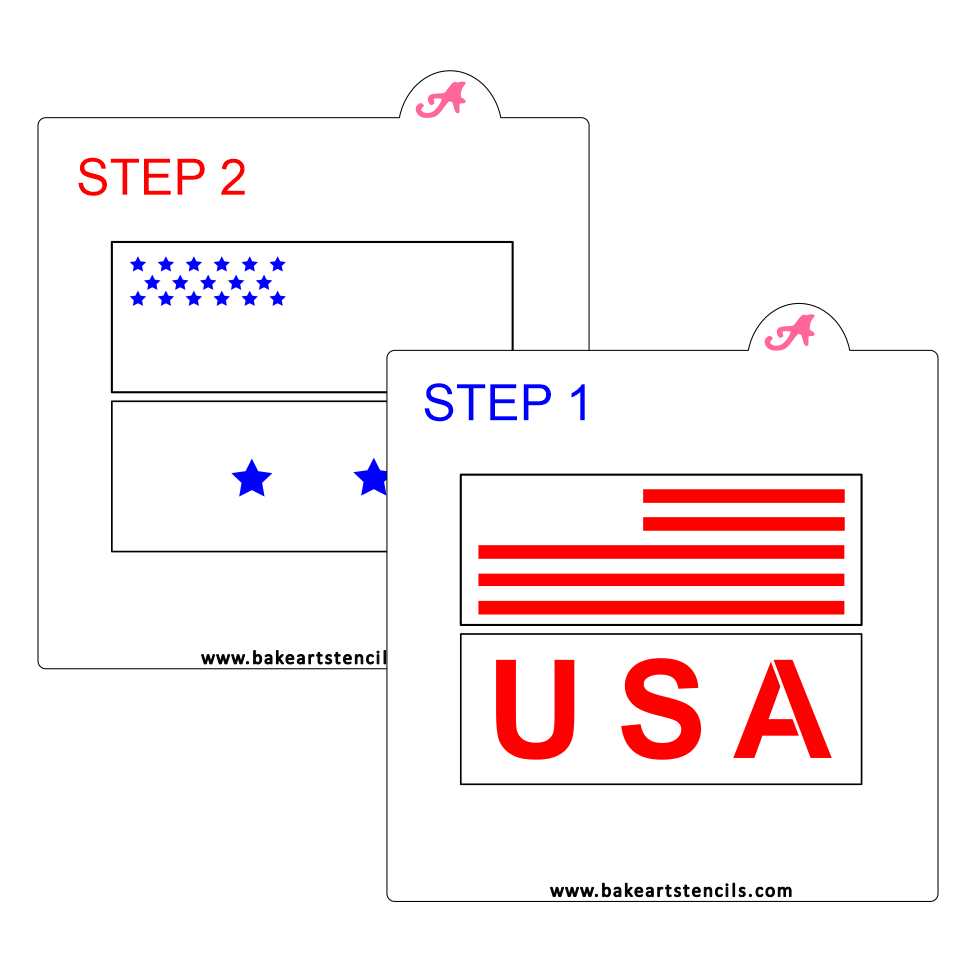 Stars Stripes Stack Sticks Cookie Stencil bakeartstencil