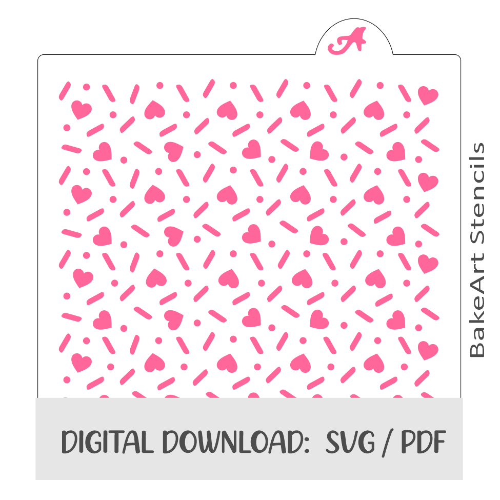 Sugar Hearts Digital Download bakeartstencils