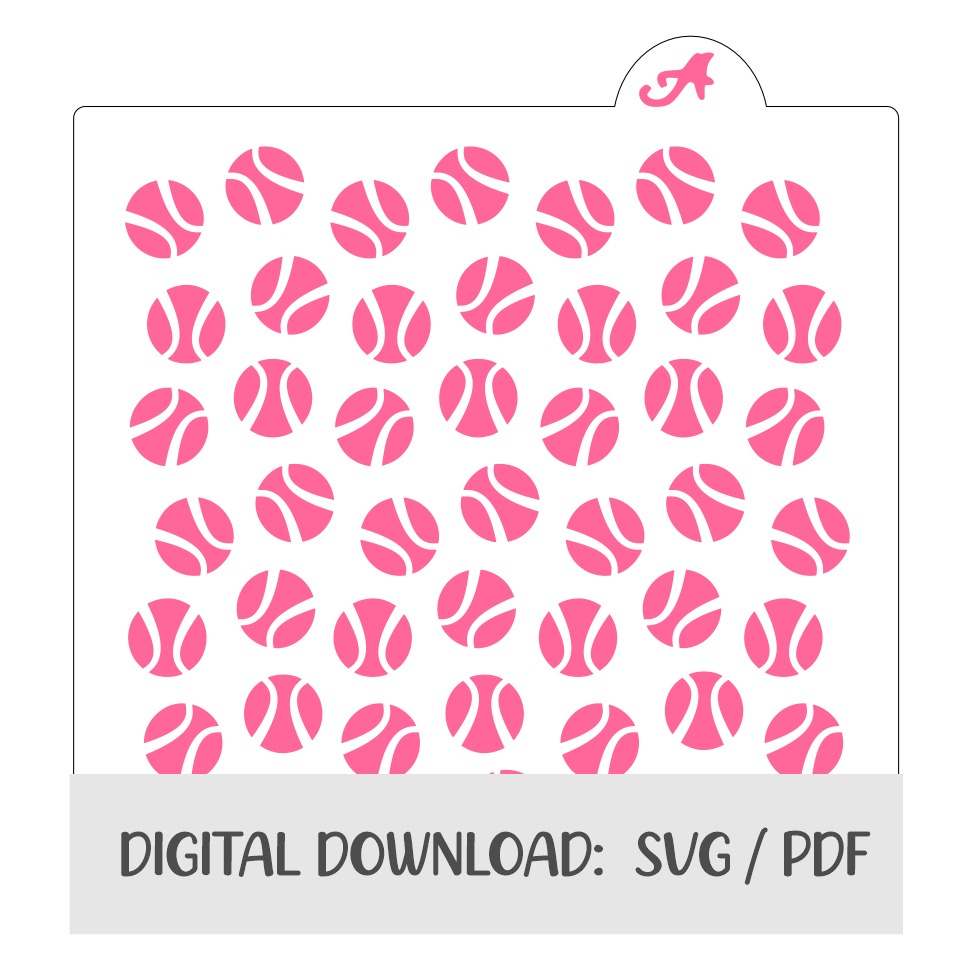 Tennis Balls Pattern Digital Download bakeartstencils