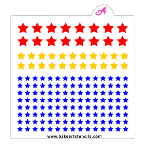 Triple Star Sprinkles Stencil, features three stars sizes for DIY Sprinkles.