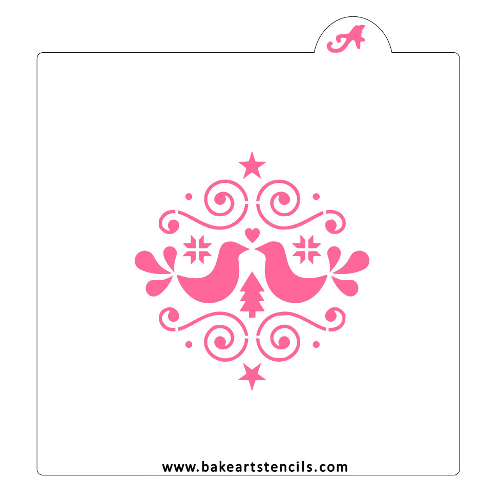 Turtle Doves Cookie Stencil