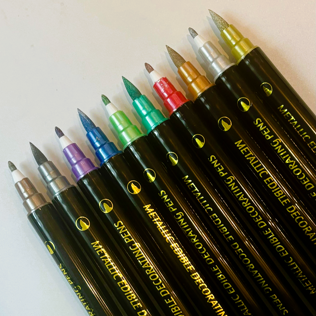 Metallic Edible Marker - Dual Tip, available in 10 colors.
