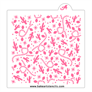 Western Winter Cookie Stencil, a pattern design to decorate cowboy Christmas cookies. 