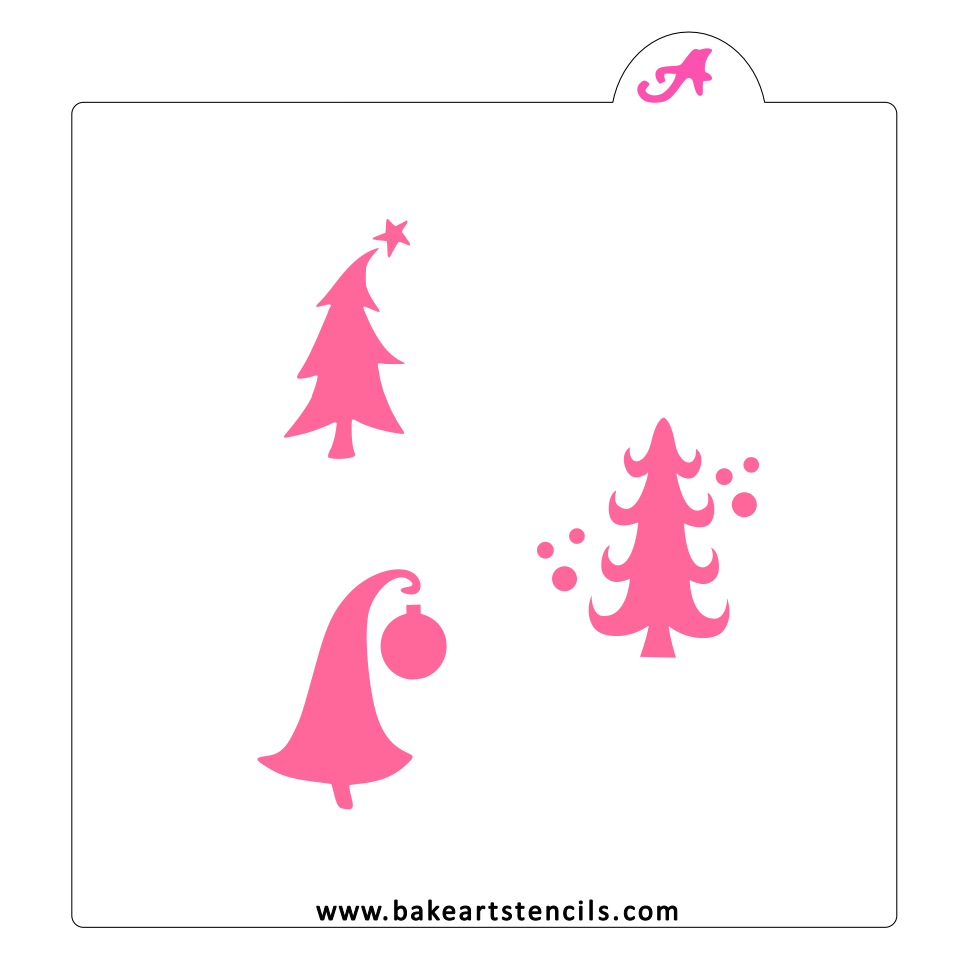 Whimsy Trees Cookie Stencil  Christmas Cookie Stencil - bakeartstencils