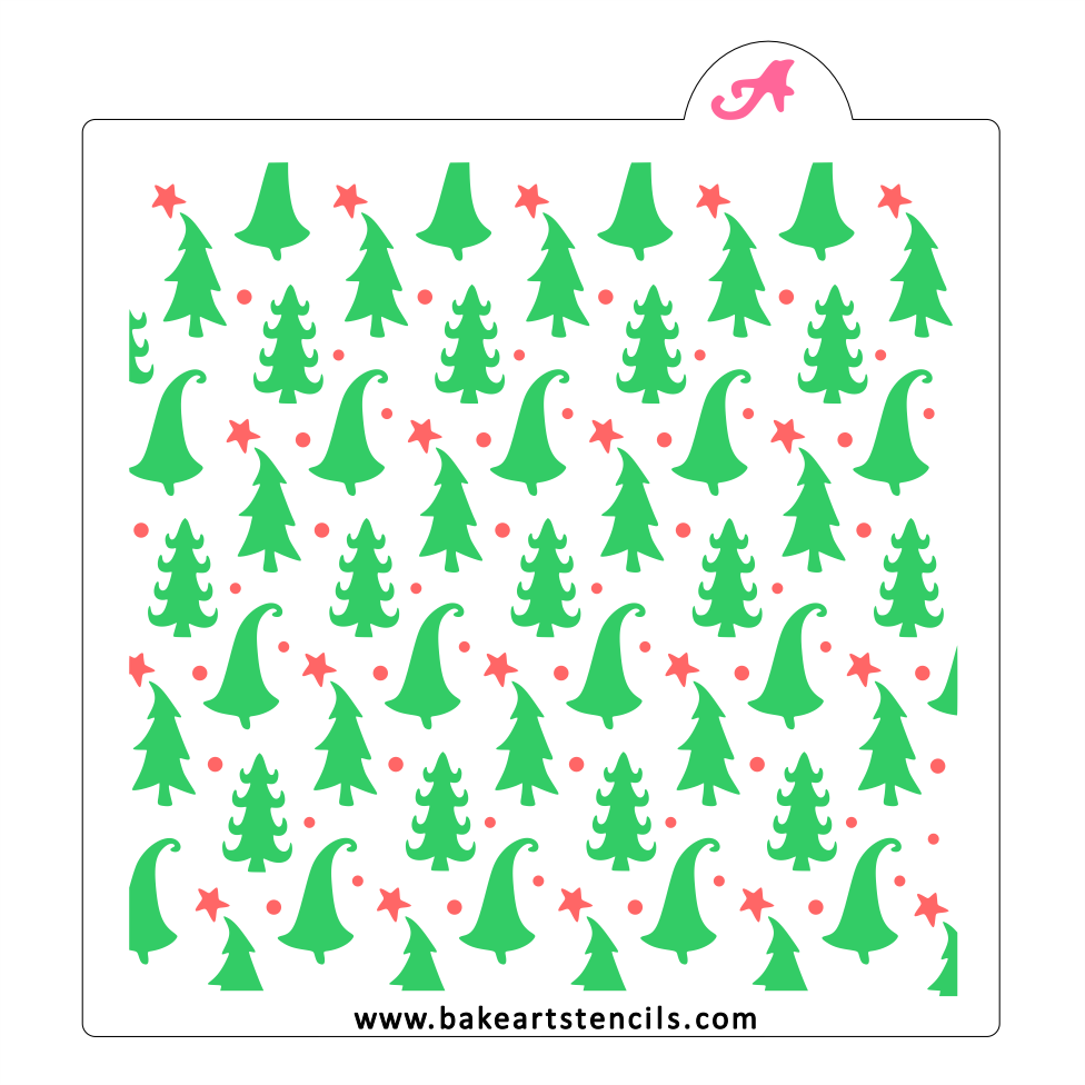 Whimsical Trees Pattern Stencil bakeartstencil