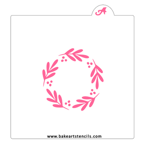Winter Berries Border Cookie Stencil, available in three sizes for decorating round sugar cookies.