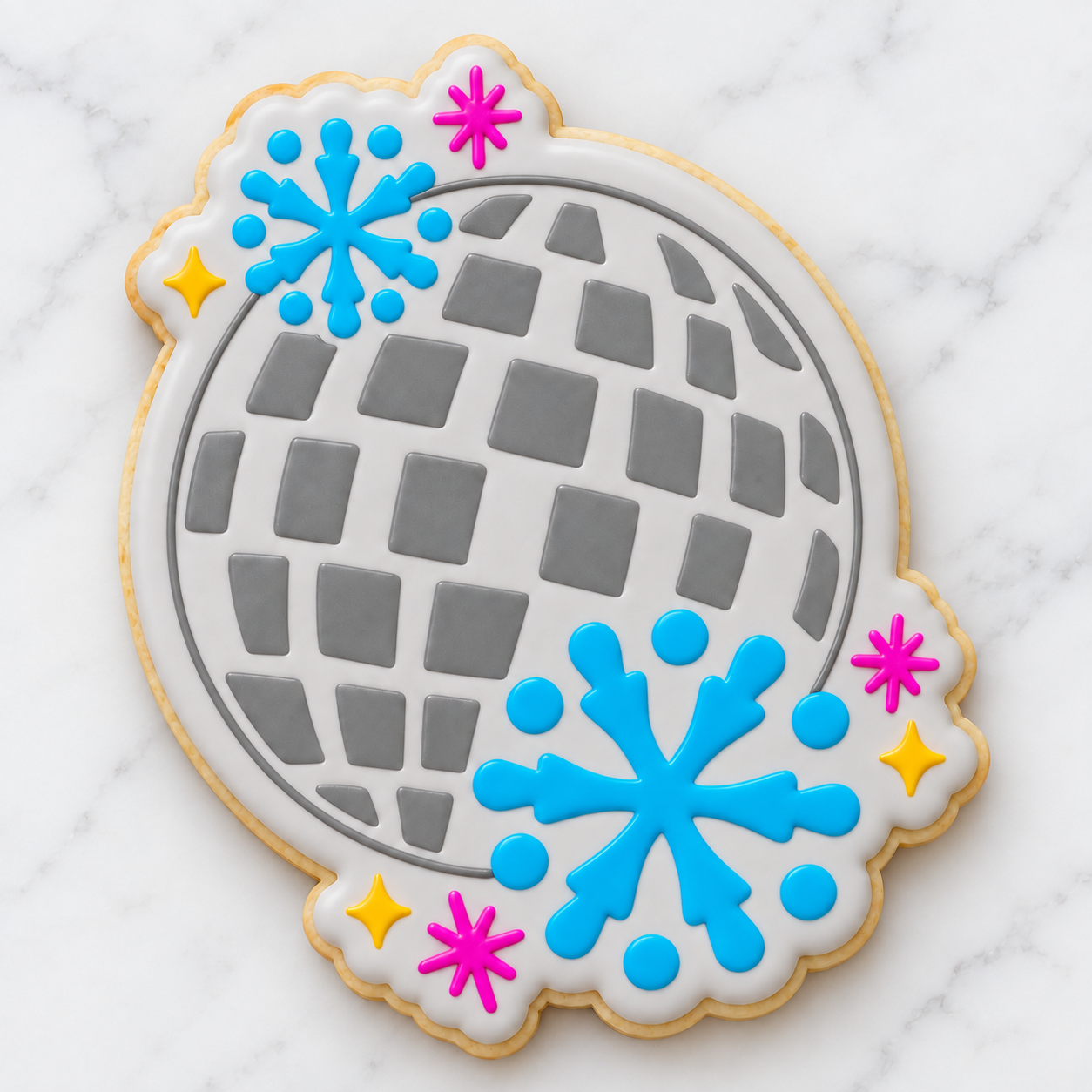 Snowflake Disco Ball Cookie Cutter & Stencil bakeartstencils