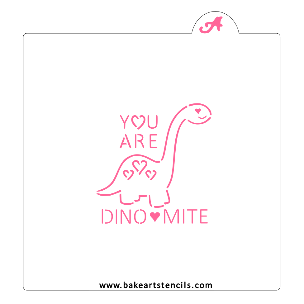 You Are Dino-Mite PYO Stencil, a sweet design to decorate Valentine cookies for dinosaur lovers. 