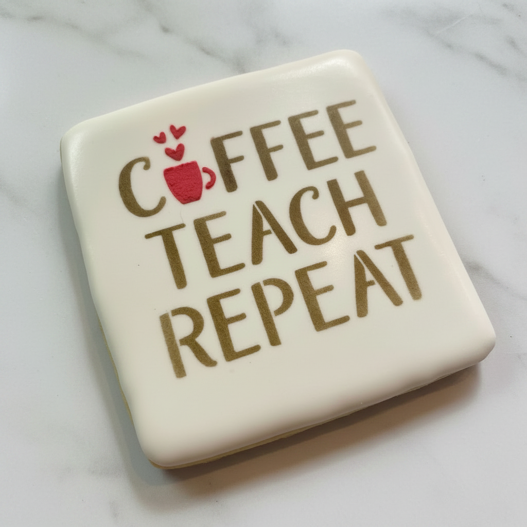 Coffee Teach Repeat Cookie Stencil bakeartstencil