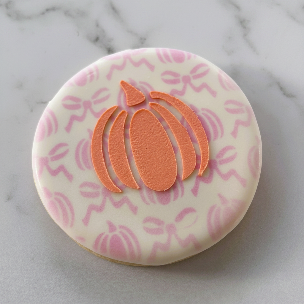 Preppy Pumpkins Cookie Stencil: Fall Coquette Bows bakeartstencil