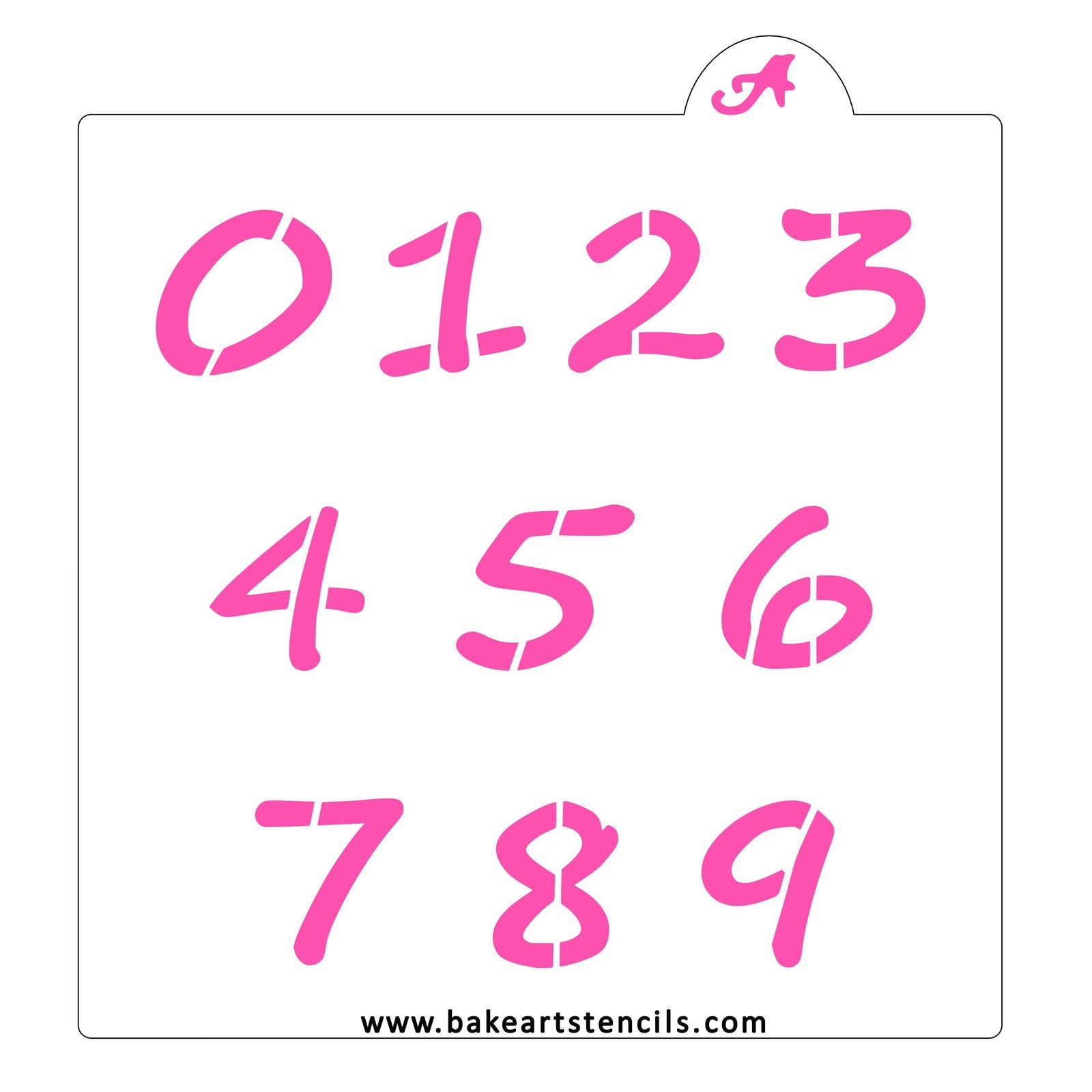 Small 0 - 9 Numbers Stencil bakeartstencil
