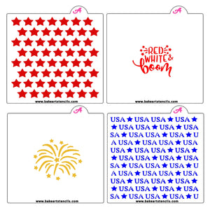 4th of July Cookie Stencil Set bakeartstencil