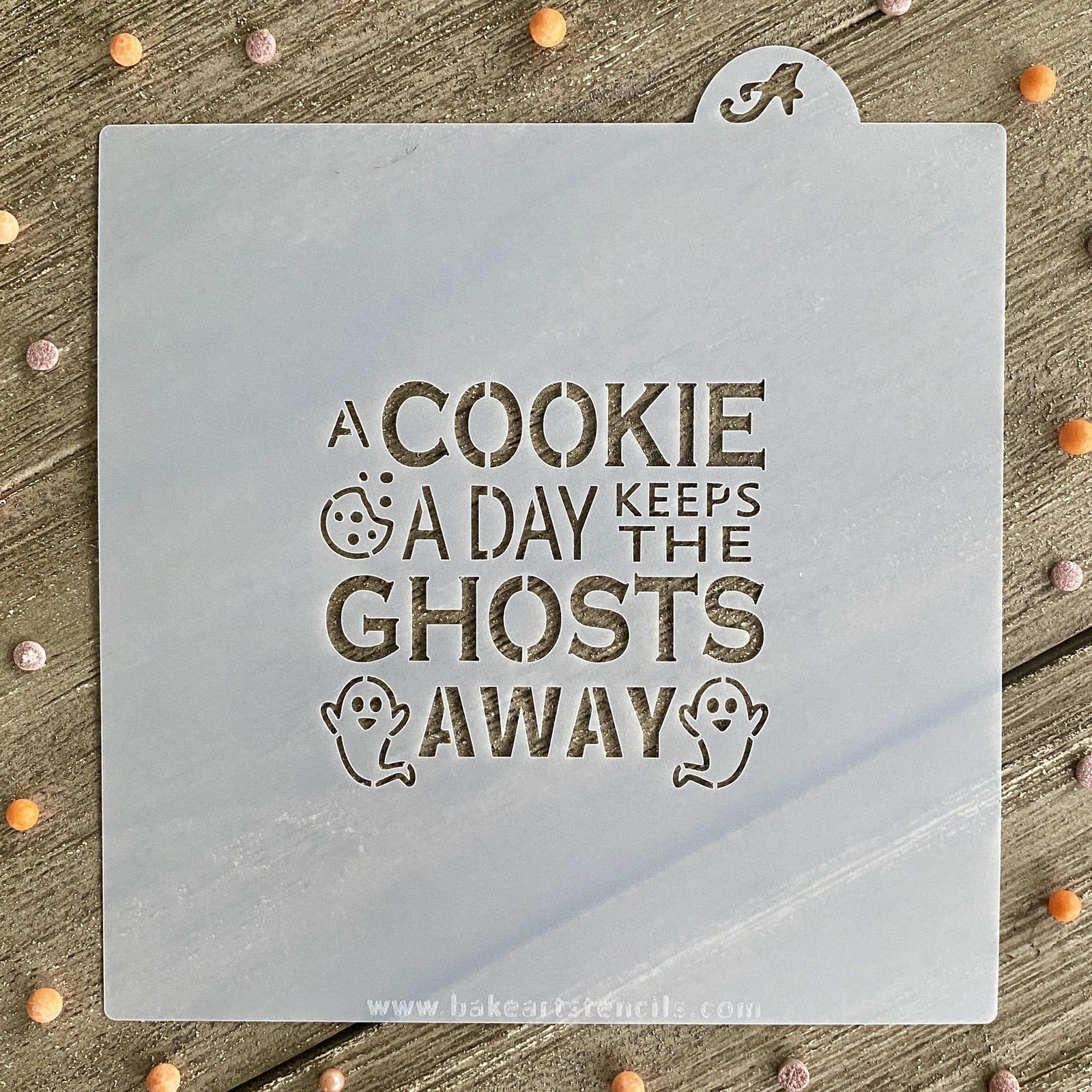 A Cookie a Day Ghosts Away Stencil bakeartstencils
