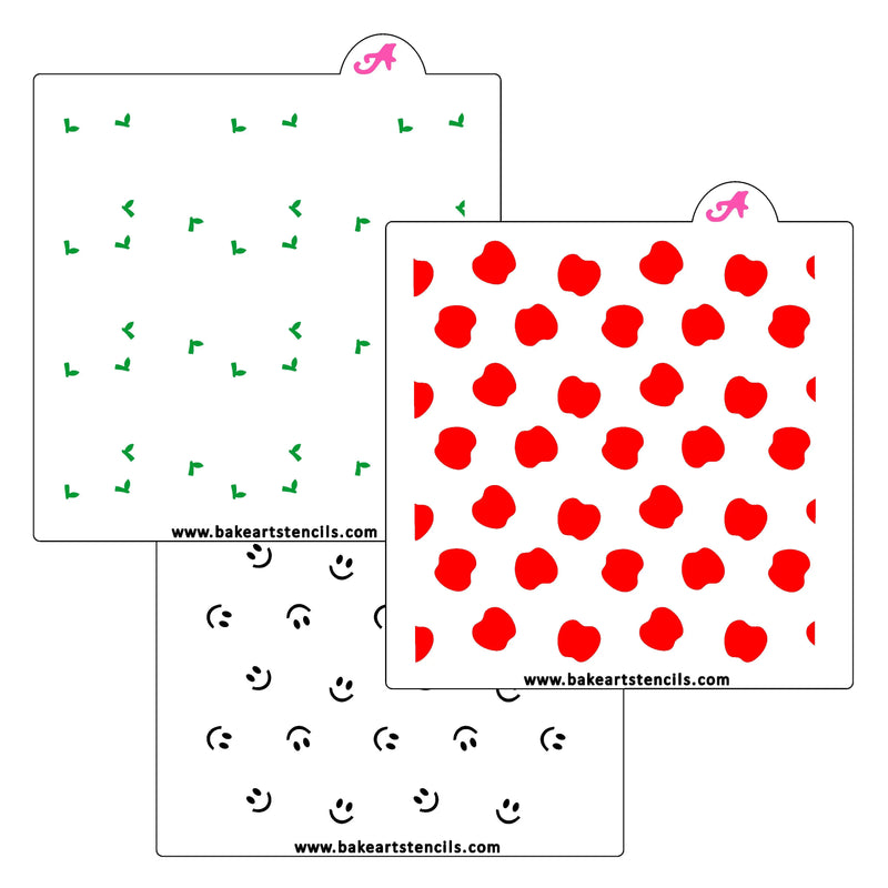 Apple Pattern Cookie Stencil Set | Teacher Cookie Stencil - bakeartstencils