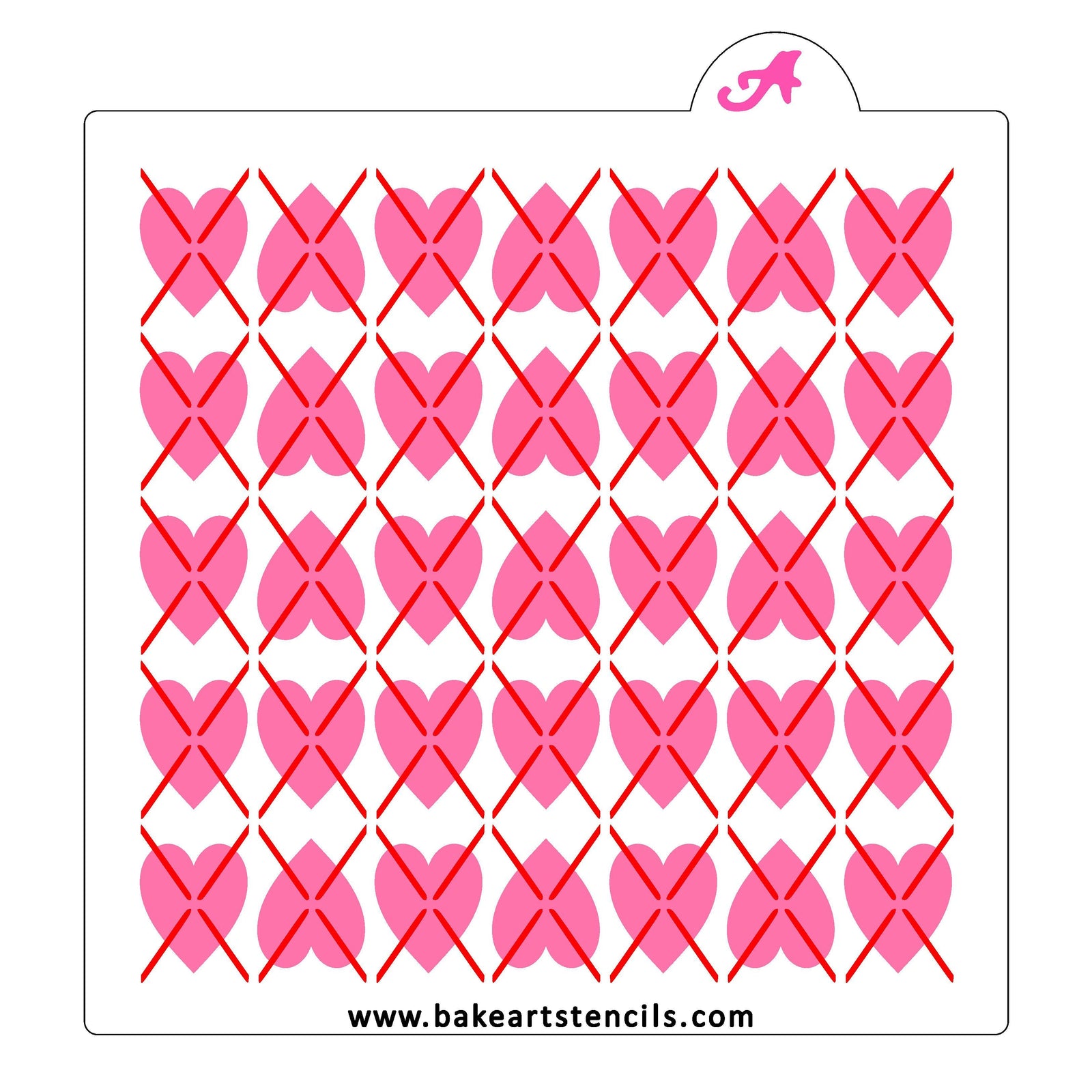 Argyle Hearts Cookie Stencil Set bakeartstencil