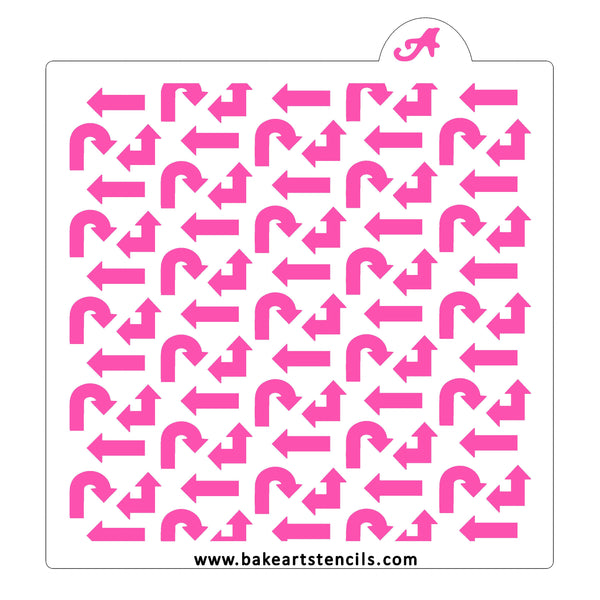 Arrows and Directions Pattern Cookie Stencil - bakeartstencils