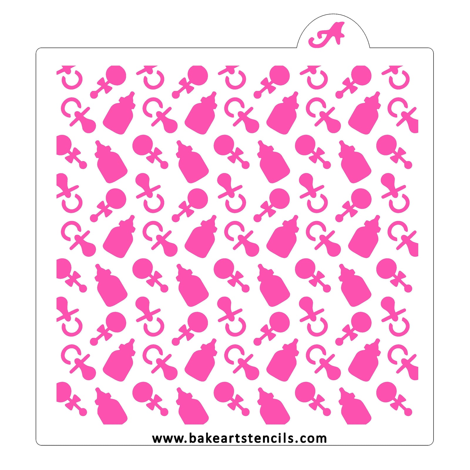 Baby Essentials Pattern Cookie Stencil bakeartstencil